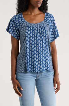 Lucky Brand Raglan Flutter Sleeve Top