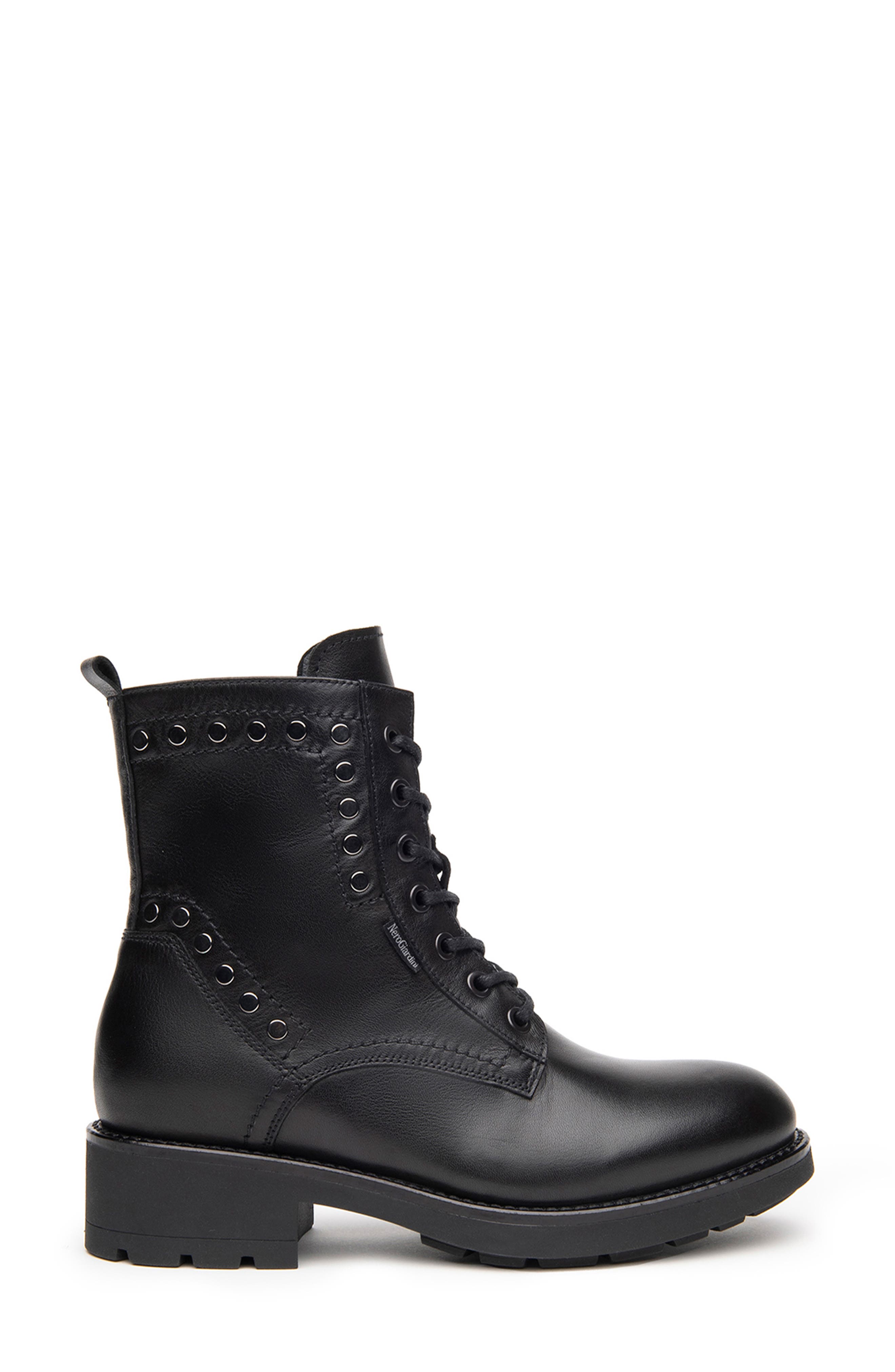 NeroGiardini Studded Combat Boot, Alternate, color, 
