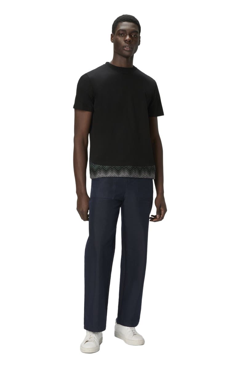 Missoni Short Sleeve T-shirt With Irregular Zigzag Insert, Main, color, Black