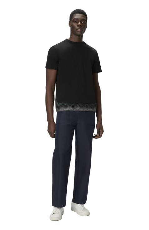 Short Sleeve T-shirt With Irregular Zigzag Insert