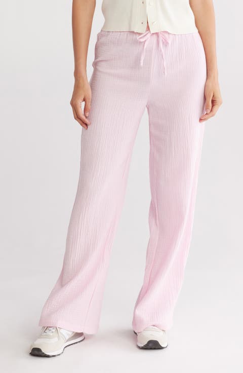 Cotton Gauze Wide Leg Pants