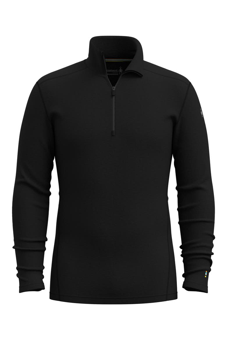 Classic Thermal Merino Base Layer Quarter Zip Pullover, Alternate, color, BLACK