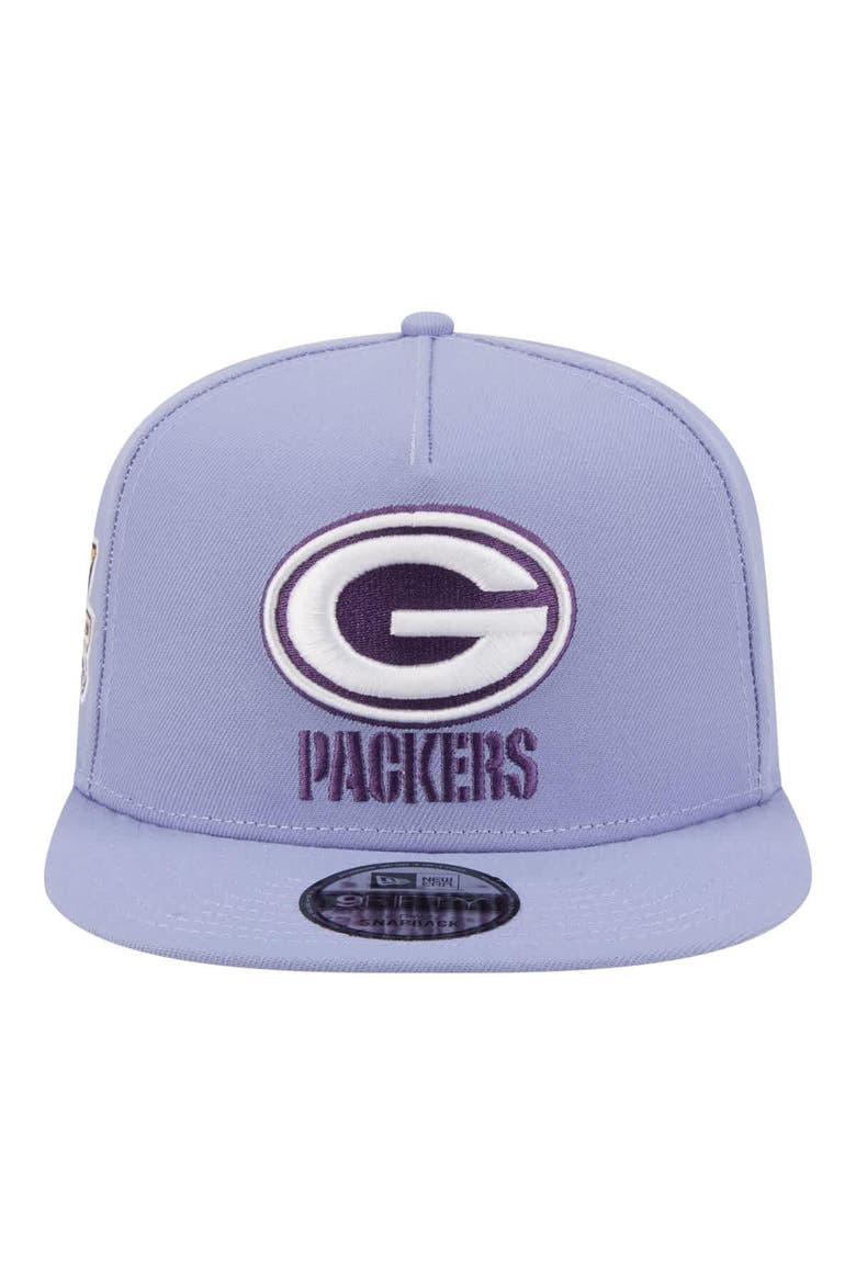 Men's New Era  Lavender Green Bay Packers Bloom A-Frame 9FIFTY Snapback Hat, Alternate, color, Lavender