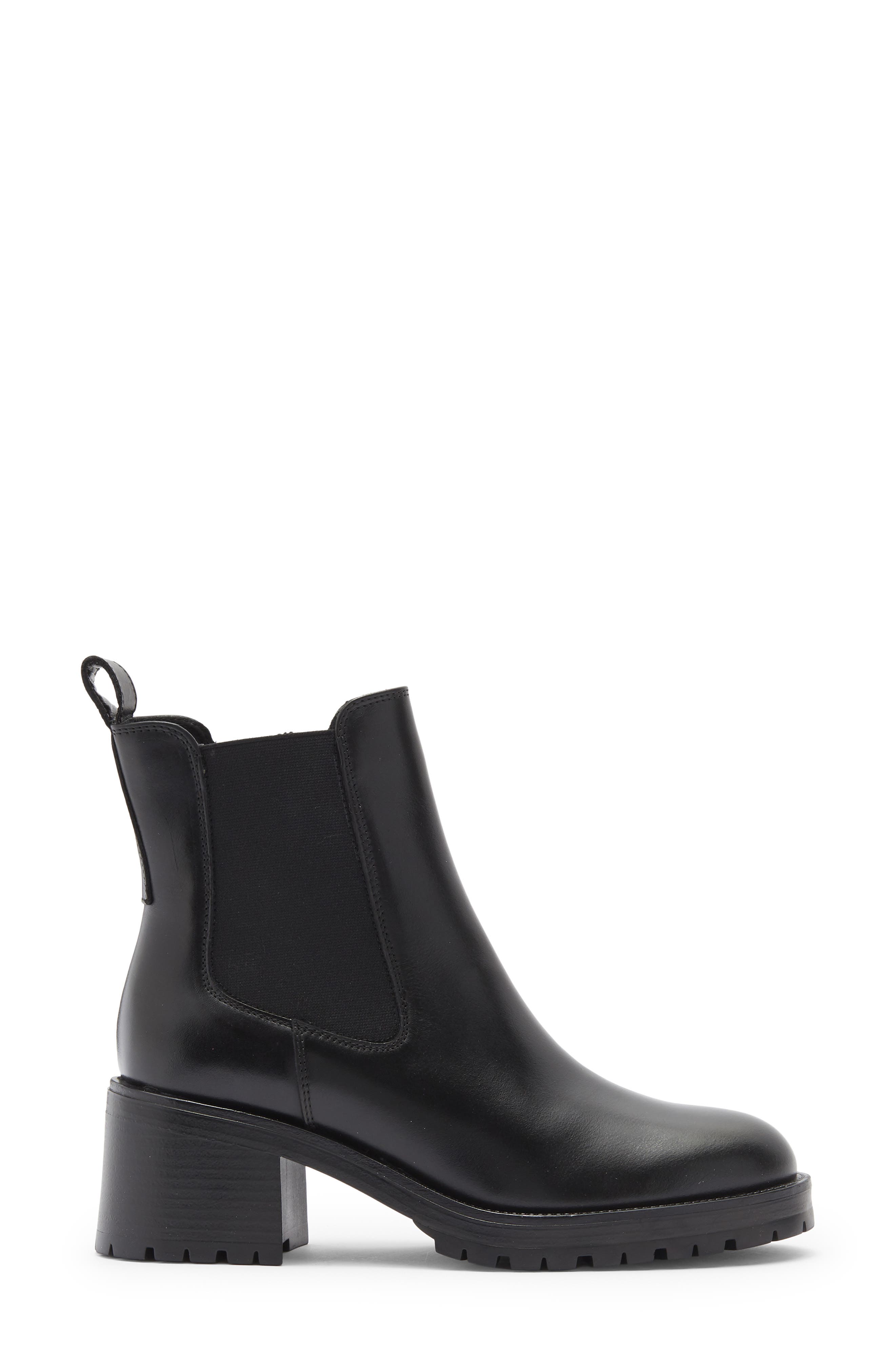 La Canadienne Wave Lug Sole Chelsea Boot, Alternate, color, Black Leather