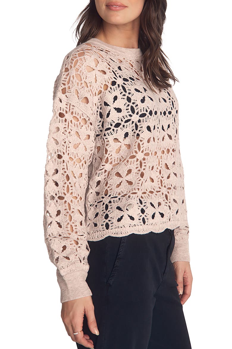 Relaxed Fit Sheer Wool & Cashmere Sweater, Alternate, color, SOFT ALMOND