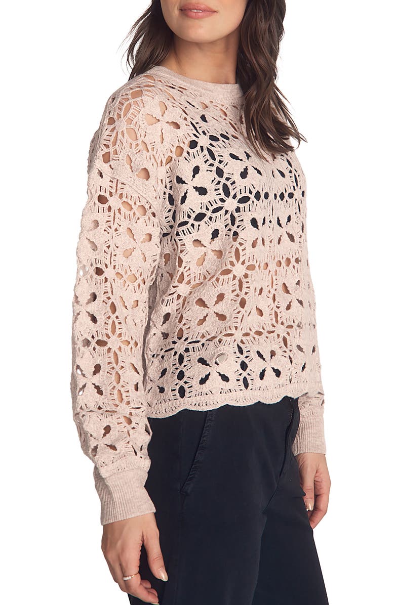 Bella Dahl Relaxed Fit Sheer Wool & Cashmere Sweater, Alternate, color, Soft Almond