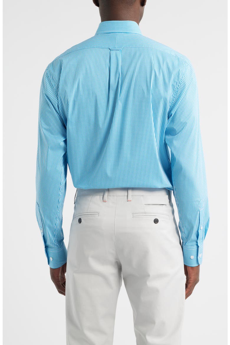 Regular Fit Teal Gingham Check Cotton Button-Down Oxford Shirt, Alternate, color, TEAL