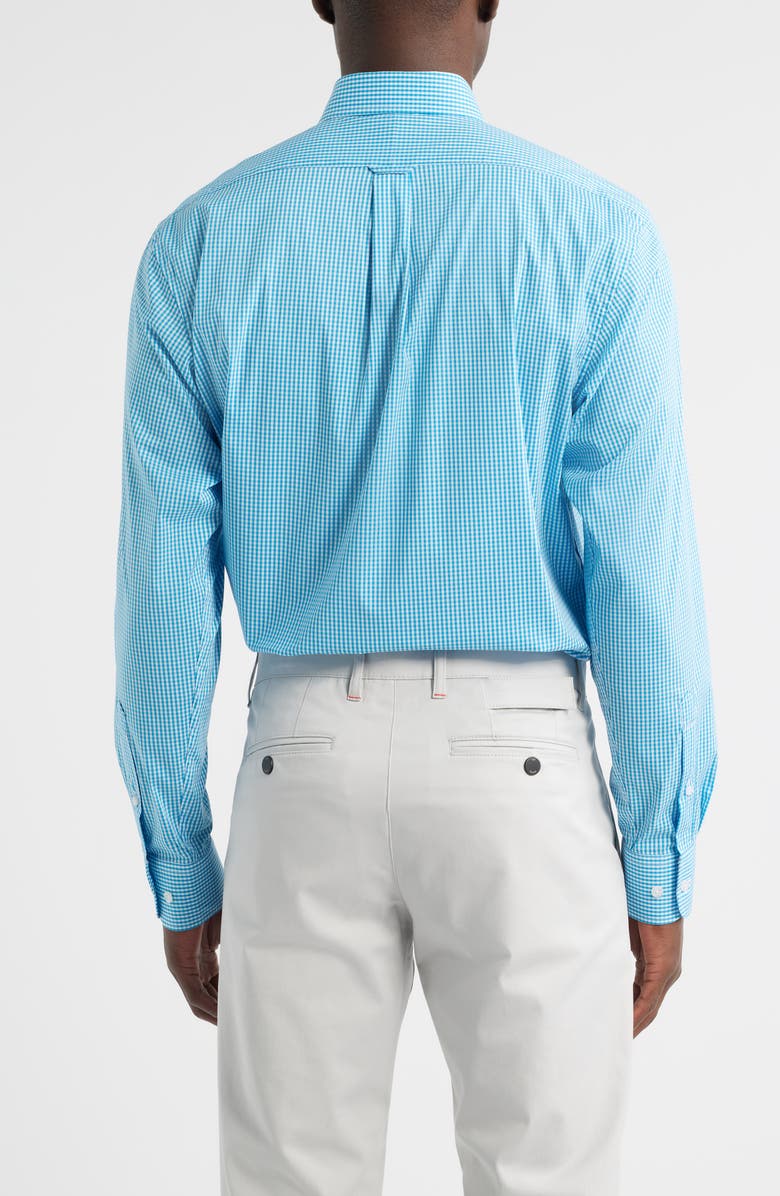 Roffe Accessories Eagle Regular Fit Teal Gingham Check Cotton Button-Down Oxford Shirt, Alternate, color, 