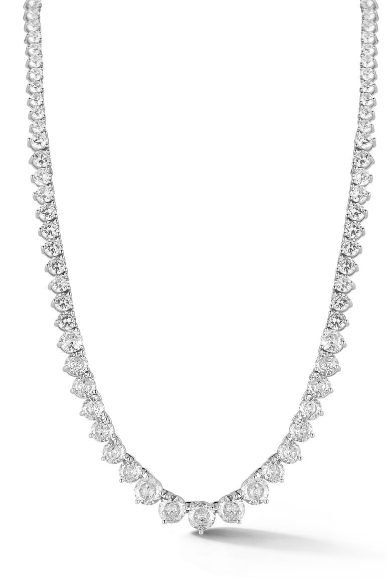 Cubic Zirconia Tennis Necklace, Main, color, SILVER