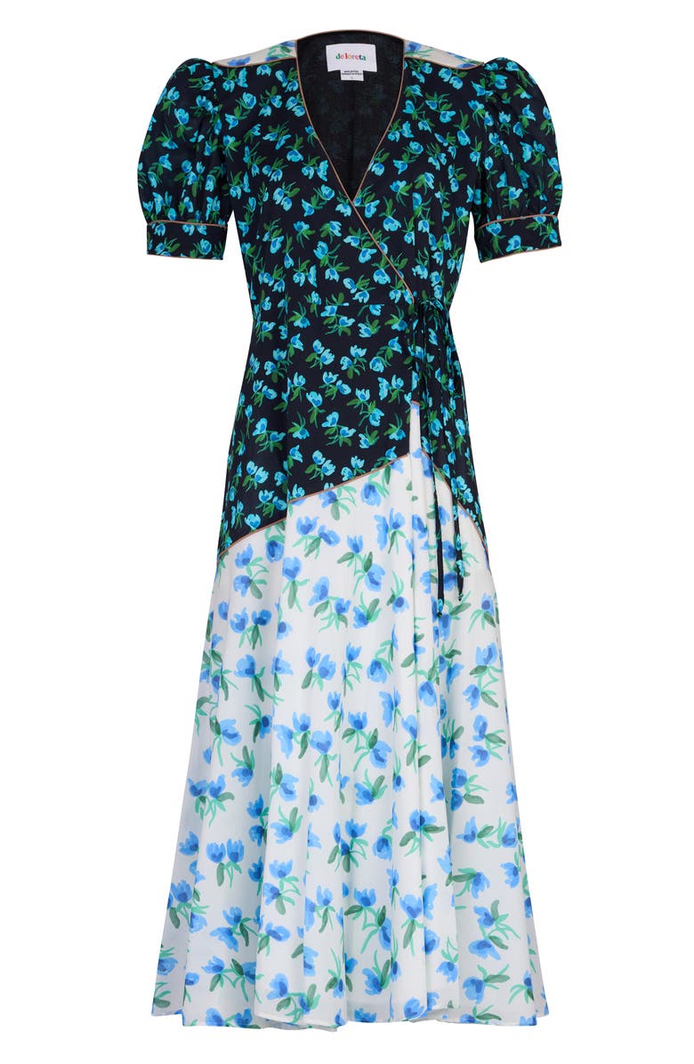 De Loreta Luisa Short Sleeve Midi Wrap Dress, Alternate, color, 