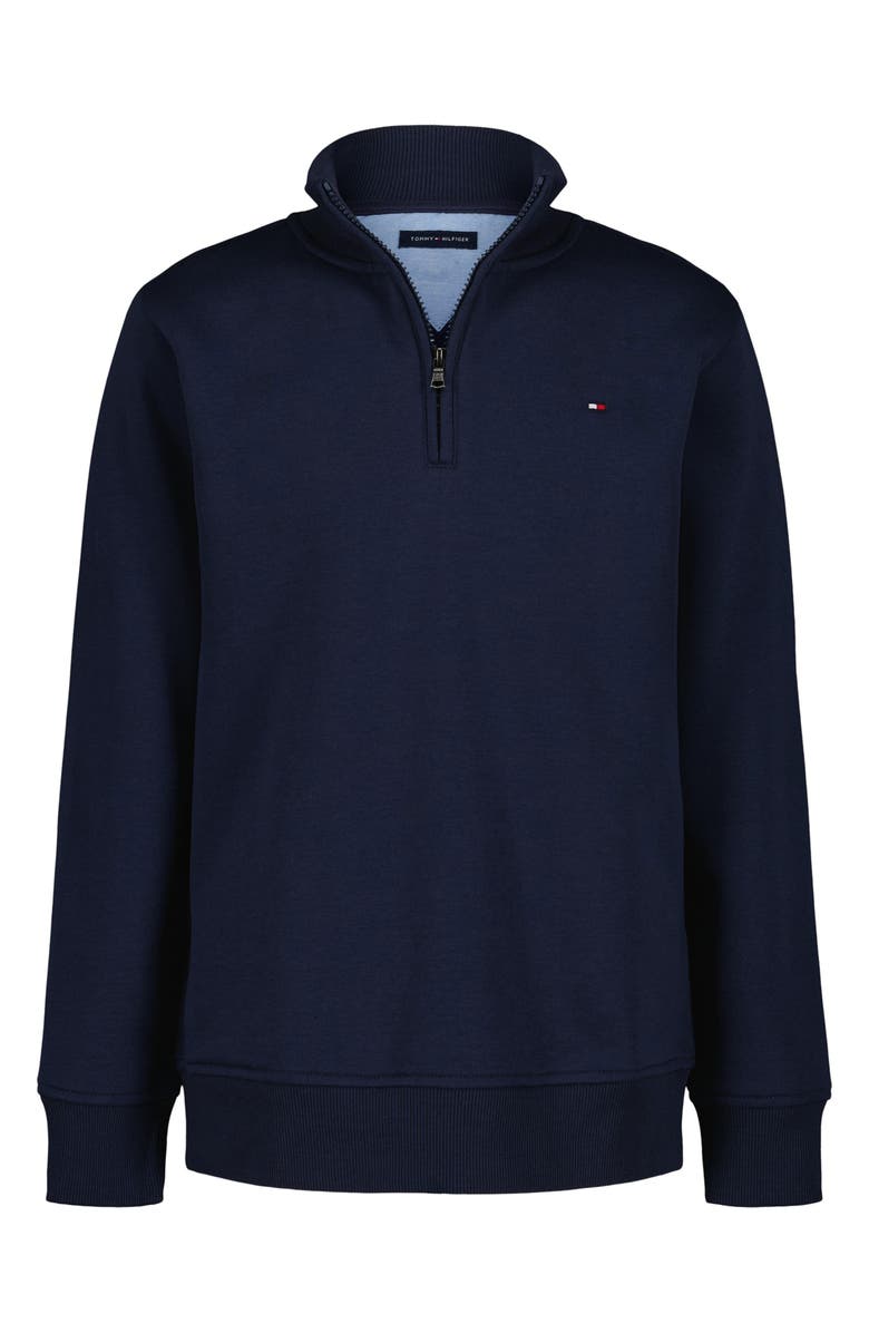 Tommy Hilfiger Kids' Tommy Quarter Zip Pullover, Main, color, Mood Indigo