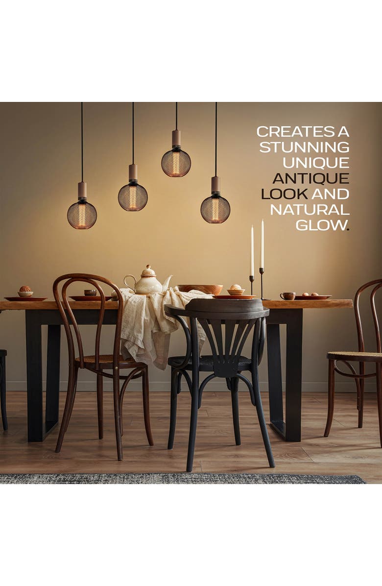 Next Glow LED Decorative Light Bulb, Vintage Black Metal Cage Edison Light, Alternate, color, Black Round