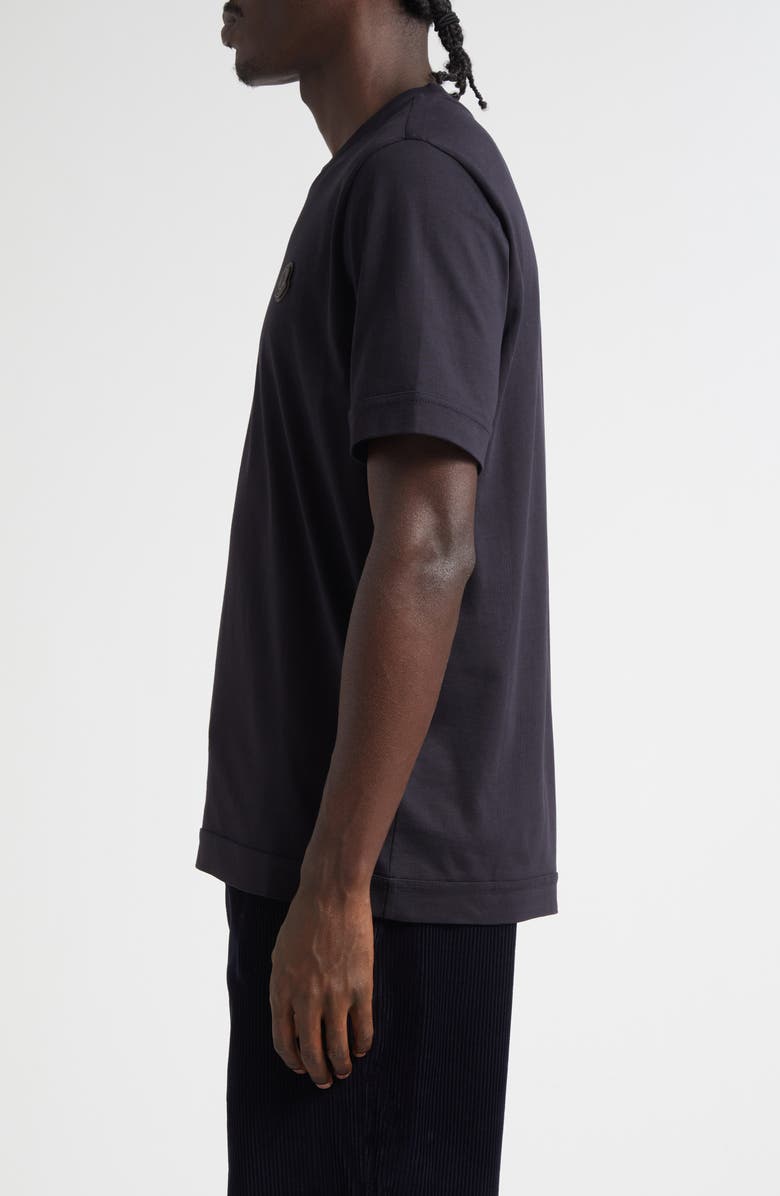 Moncler Leather Logo Patch Cotton T-Shirt, Alternate, color, Dark Navy Blue