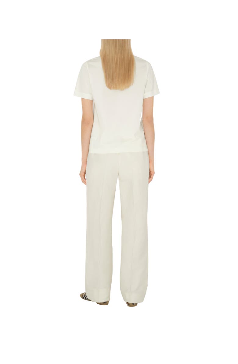Burberry Check Label Cotton T-shirt, Alternate, color, Chalk White