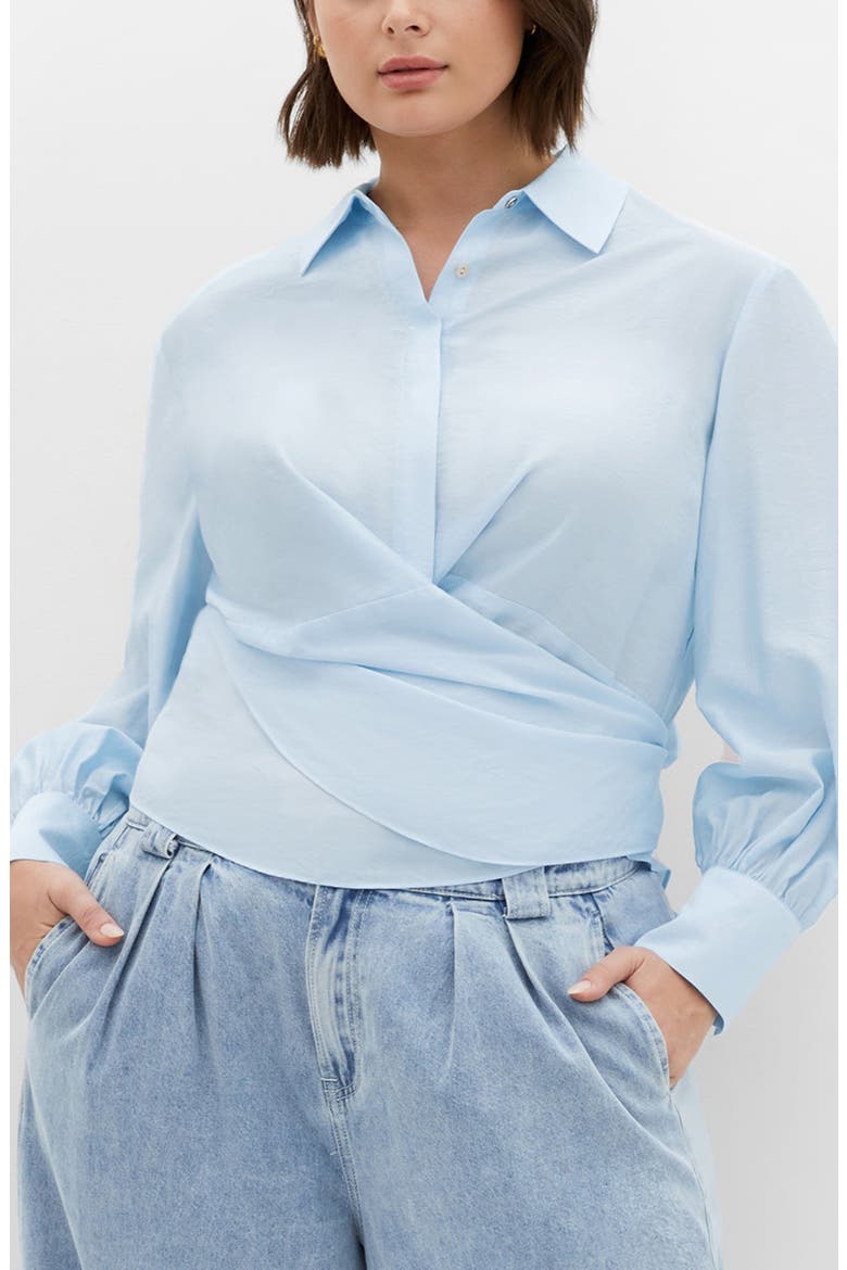 Elena Tie Waist Shirt, Main, color, SKY BLUE