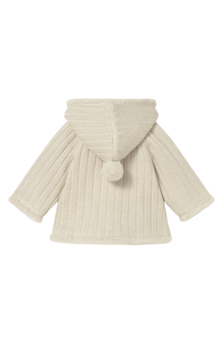 Mayoral Knit Jacket with Faux Fur, Alternate, color, Beige