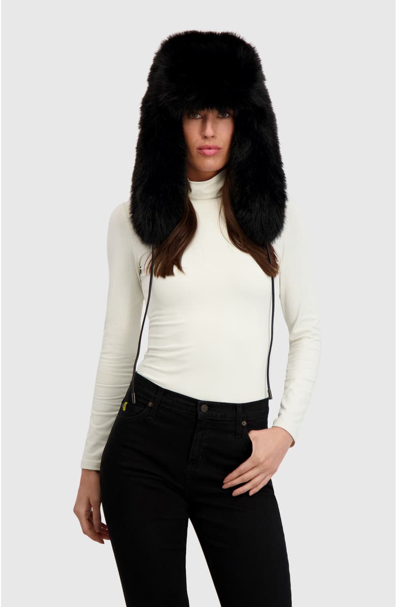 Lyla Grant Fur-Free Fox (Faux Fur) Trapper Hat, Main, color, Black