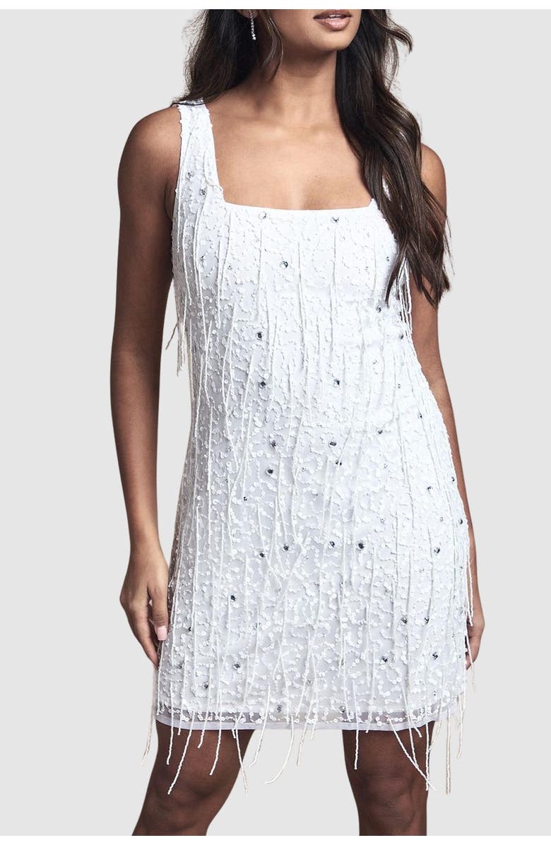 Coast Sequin Fringe Bridal Mini Dress, Alternate, color, Ivory