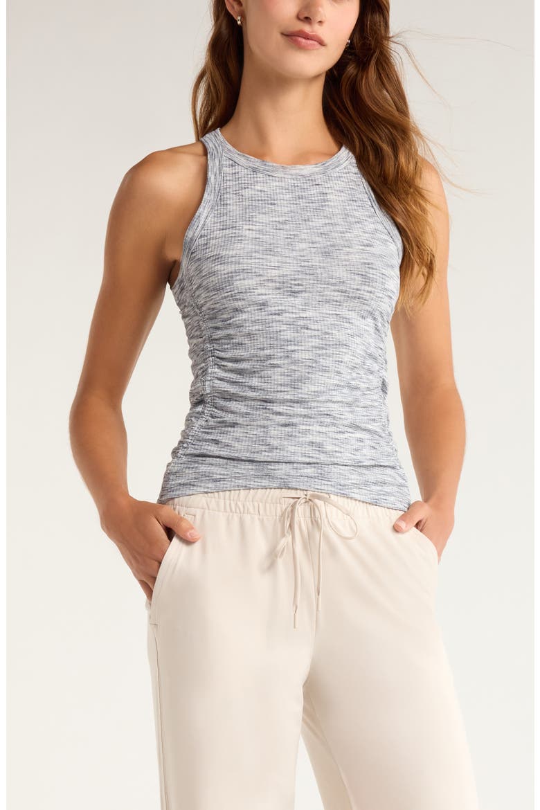Reset Ruched Rib Tank, Main, color, NAVY SAPPHIRE HEATHER