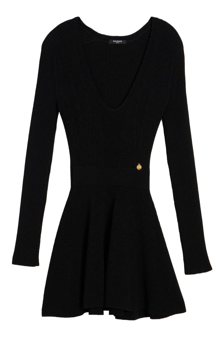 Long Sleeve Rib Sweater Dress, Alternate, color, 0PA BLACK