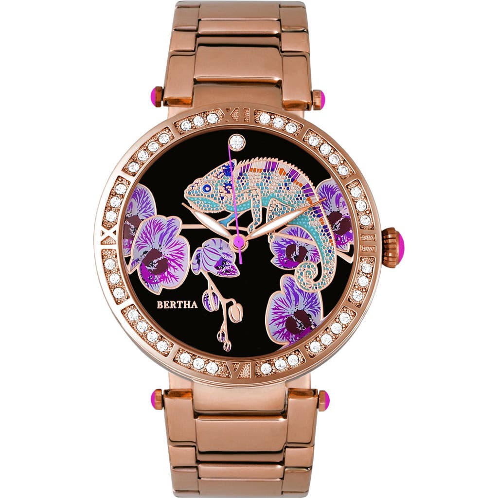 Bertha Camilla Mother-of-pearl Bracelet Watch In Rose Gold