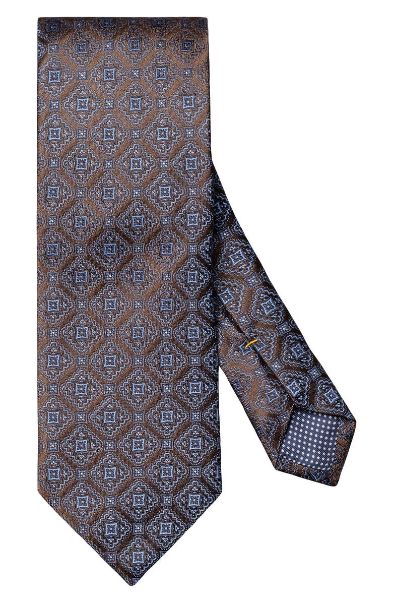 Eton Medallion Silk Tie, Main, color, Medium Brown