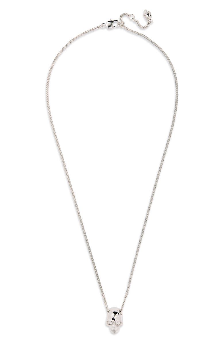McQueen Men's Skull Pendant Necklace, Main, color, Palladium