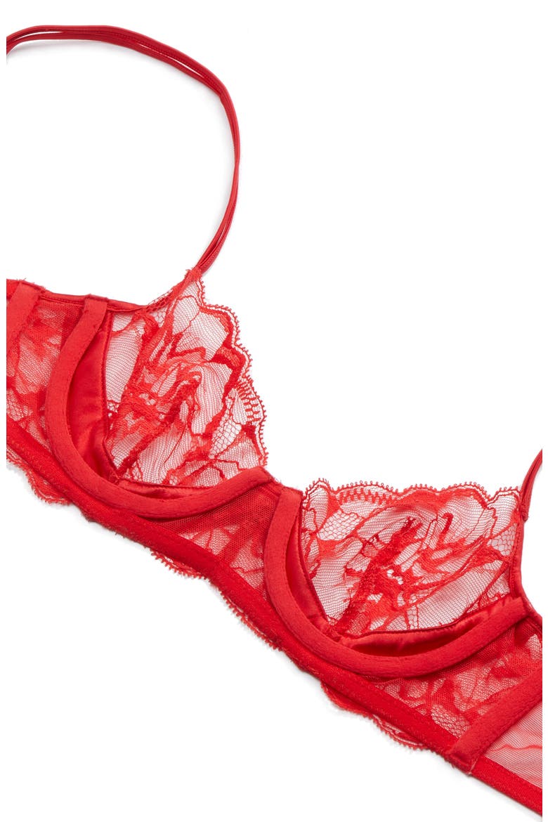 Wisteria Underwire Balconette Bra, Alternate, color, RED