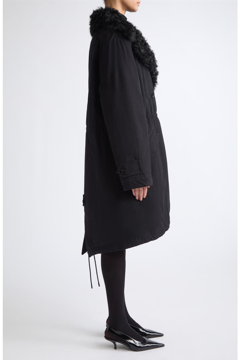 Genuine Shearling Lined Cotton Coat, Alternate, color, WASHED BLACK