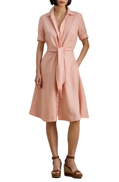 Tie Front Linen Shirtdress