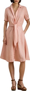 Lauren Ralph Lauren Tie Front Linen Shirtdress