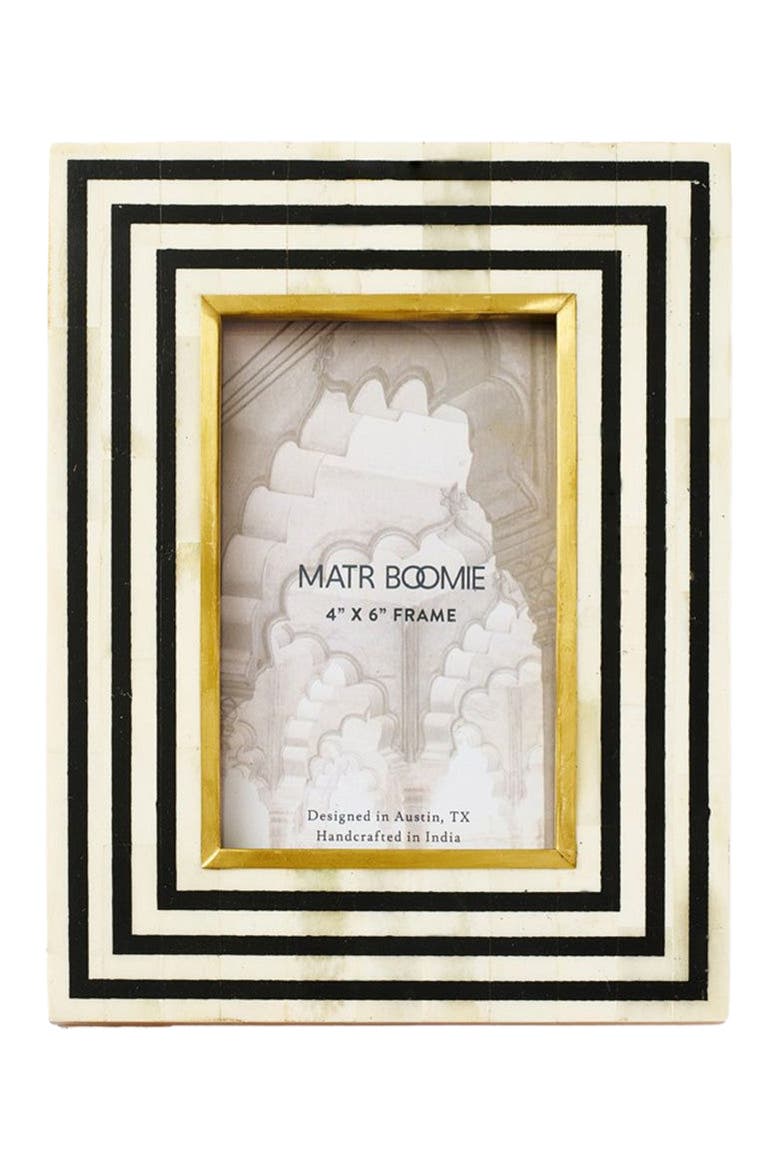 Rajiva Black & Cream Picture Frame - Hand Carved Bone, Alternate, color, Black/White