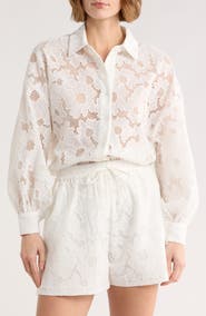 NSR Lace Mesh Button-Up Shirt