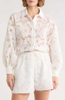 NSR Lace Mesh Button-Up Shirt