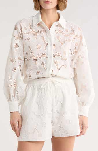 NSR Lace Mesh Button-Up Shirt