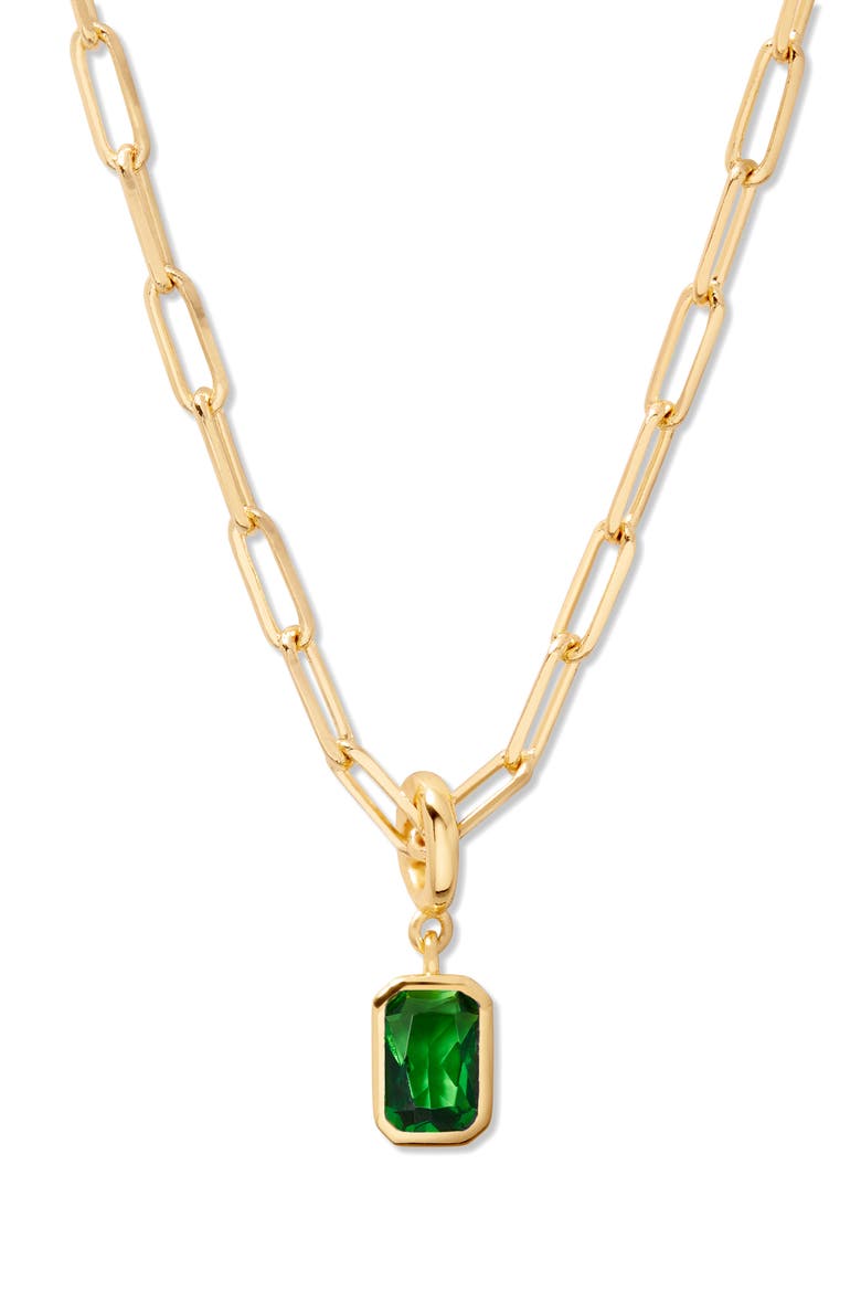 Mackenzie Birthstone Paper Clip Chain Pendant Necklace, Main, color, GOLD - MAY