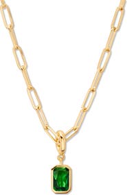 Brook and York Mackenzie Birthstone Paper Clip Chain Pendant Necklace
