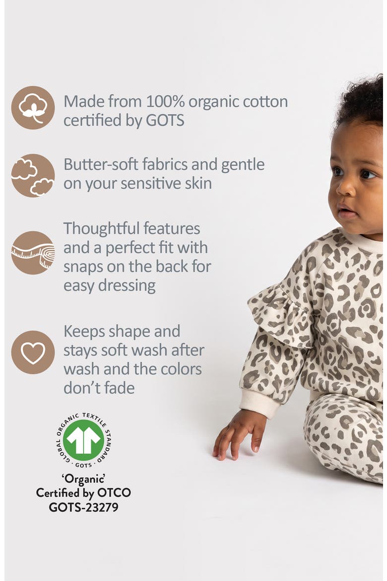 Kids' Aurora Organic Cotton Jogger Set, Alternate, color, NATURAL SNOW LEOPARD
