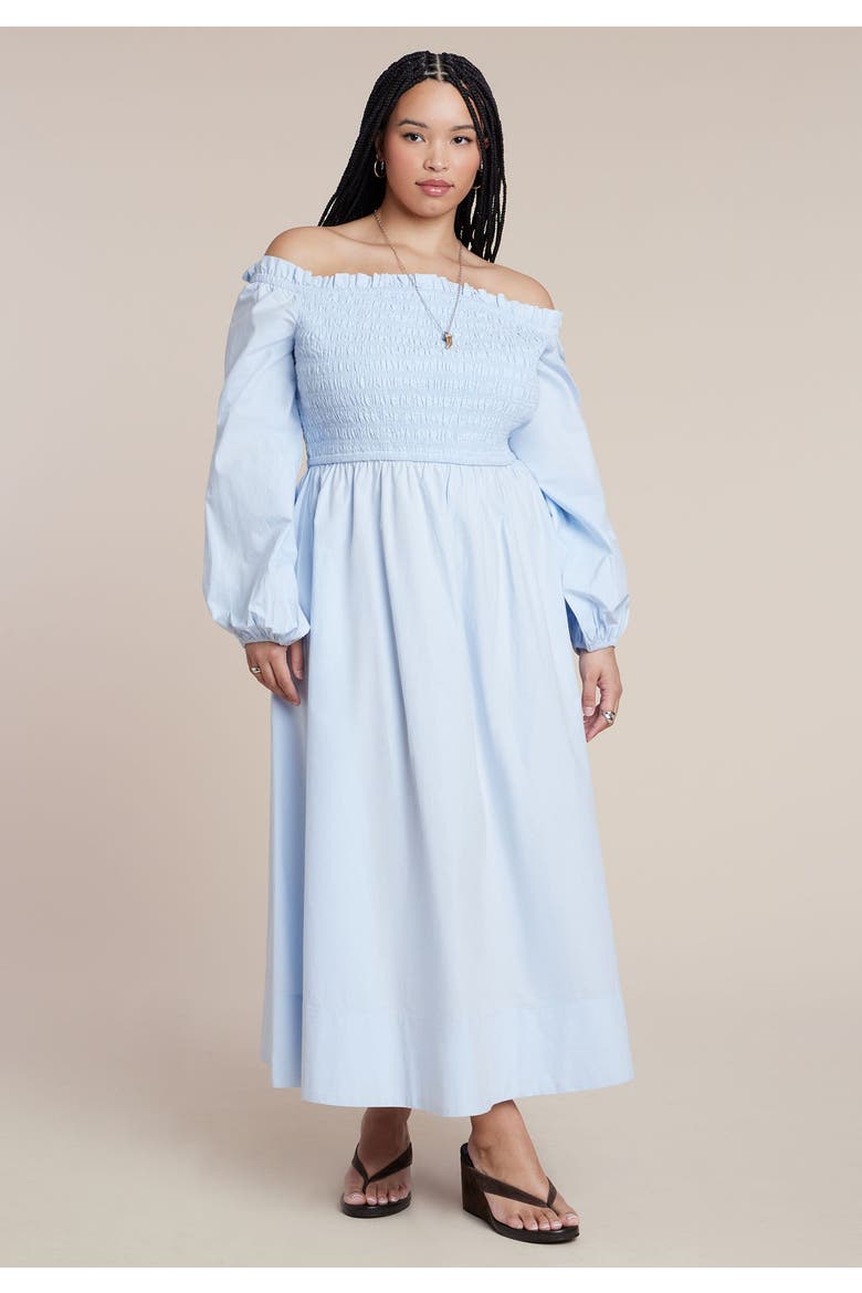 Long Sleeve Smocked Maxi Dress, Alternate, color, ICE WATER