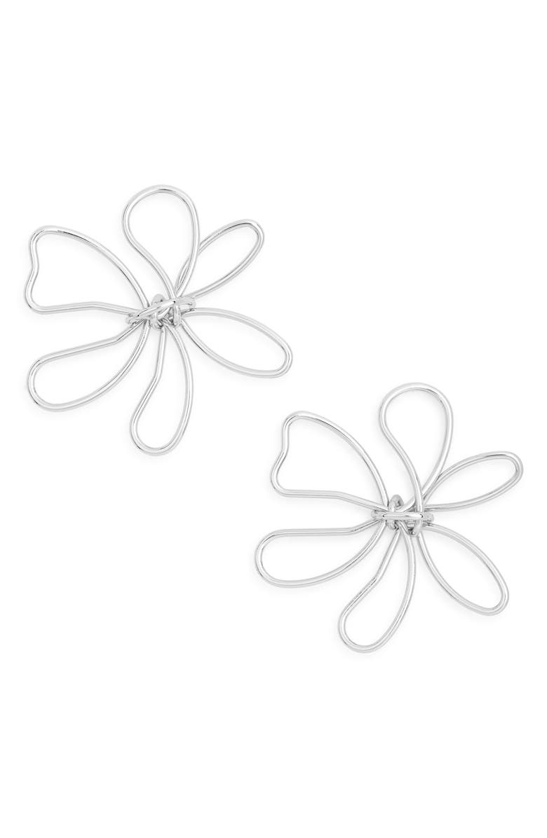 NORDSTROM RACK Open Flower Wire Stud Earrings, Main, color, Silver