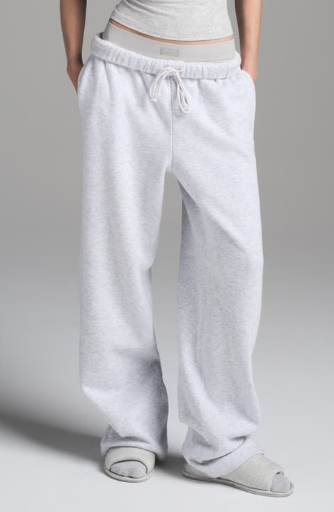 Cotton Fleece Blend Classic Straight Leg Pants (Regular & Plus)