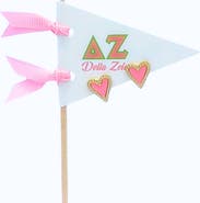 Color Shout Delta Zeta Heart Stud Enamel Earrings on Sorority Pennant Flag