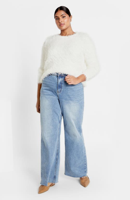 City Chic Elisa Textured Sweater In White