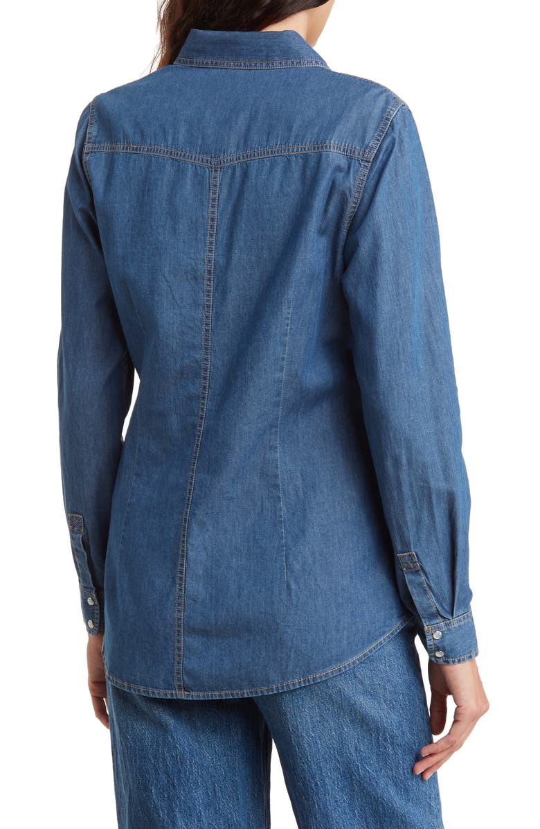 DR2 by Daniel Rainn Western Long Sleeve Denim Shirt, Alternate, color, Dark Wash