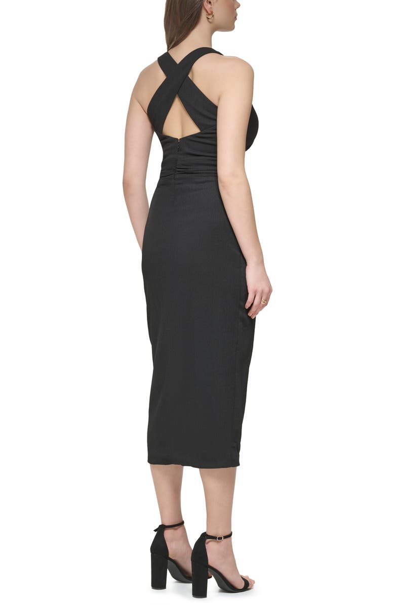 GUESS Surplice Neck Sleeveless Novelty Midi Dress, Alternate, color, 