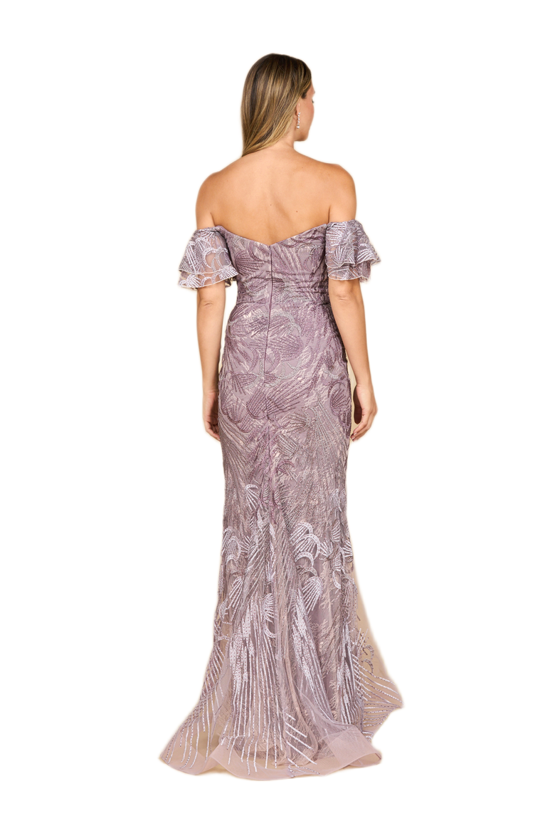 Off Shoulder Mermaid Lace Gown, Alternate, color, Heather Ombre