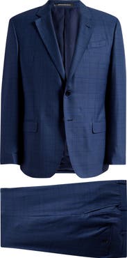 Emporio Armani Navy Check Wool & Silk Suit