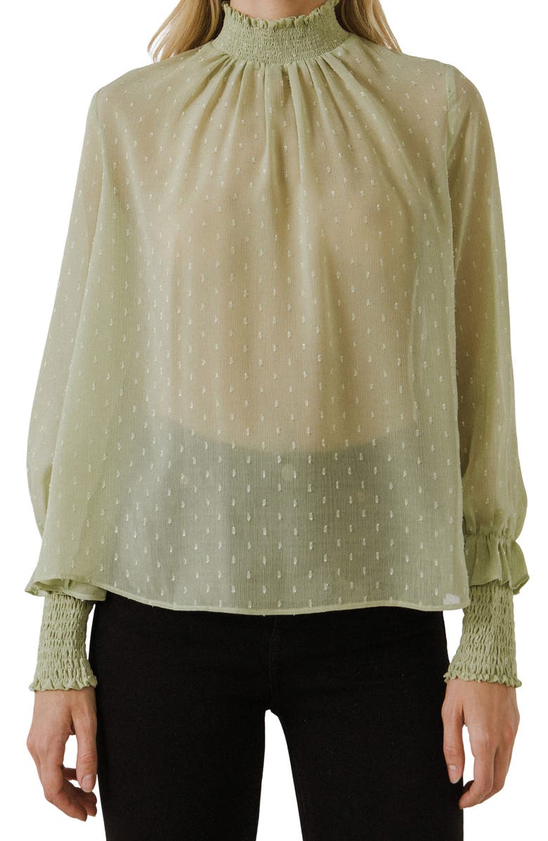 English Factory Swiss Dot Blouse, Alternate, color,