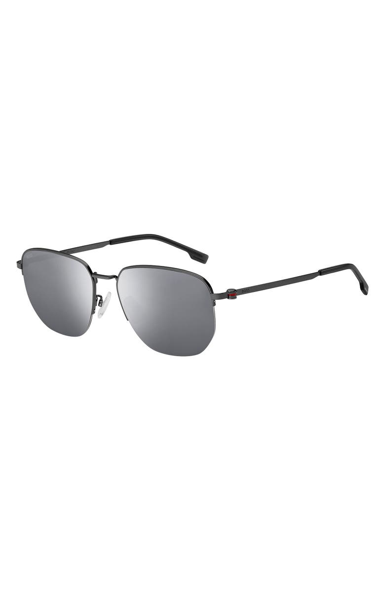BOSS 57mm Rectangular Sunglasses, Alternate, color, Matte Dark Ruthenium