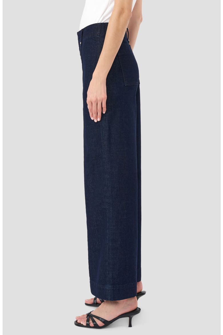 Pintuck High Waist Wide Leg Jeans, Alternate, color, DARK WASH
